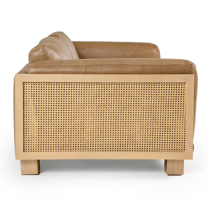 Danson - Modern Tan Leather Wicker Sofa