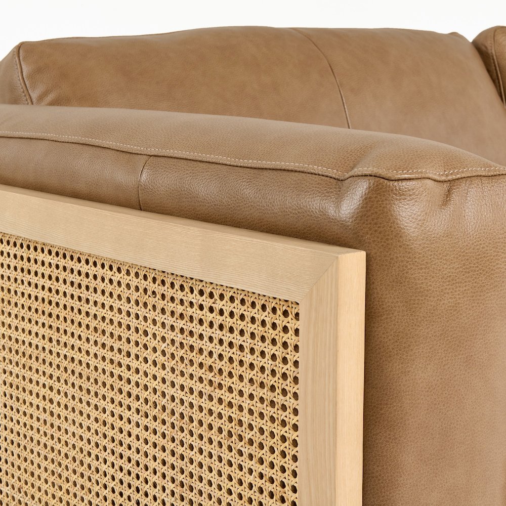 Danson - Modern Tan Leather Wicker Sofa