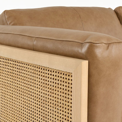 Danson - Modern Tan Leather Wicker Sofa