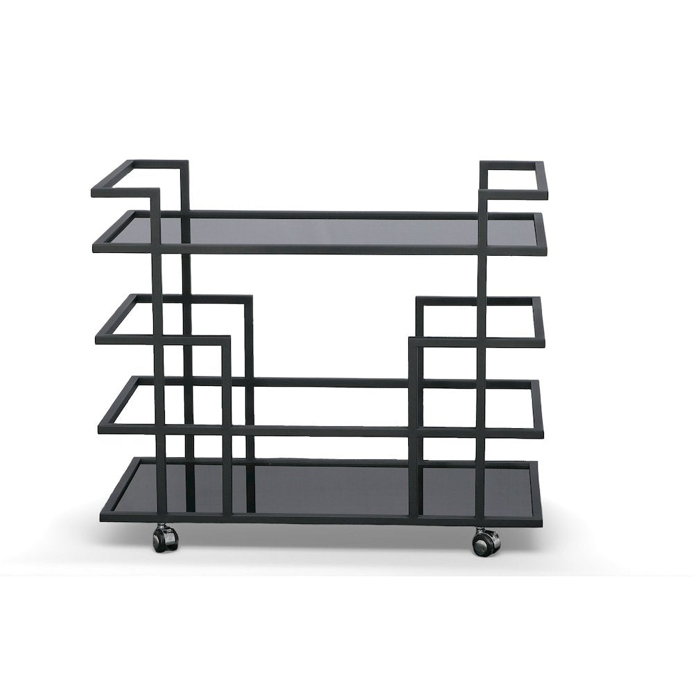 Modrest Deakin - Black Stainless Steel and Black Glass Wine Rack