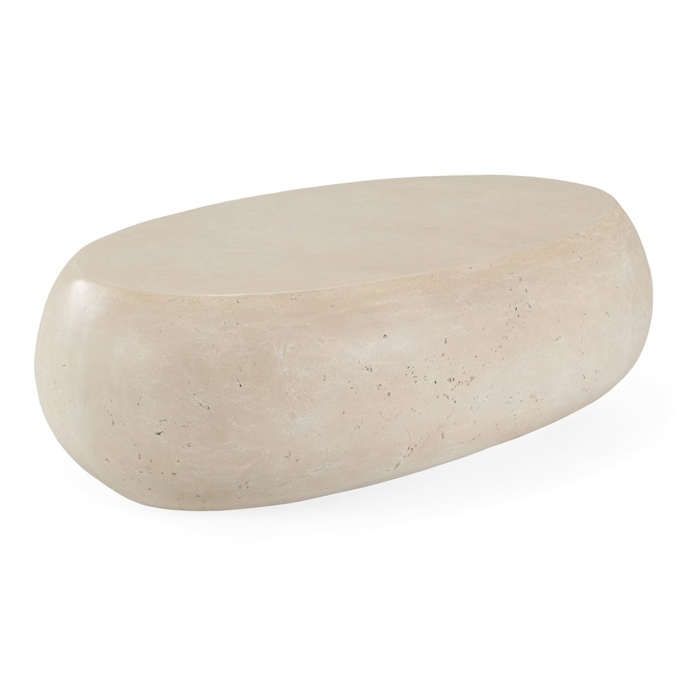 Denny - Modern Beige Fiberform Large Oval Coffee Table