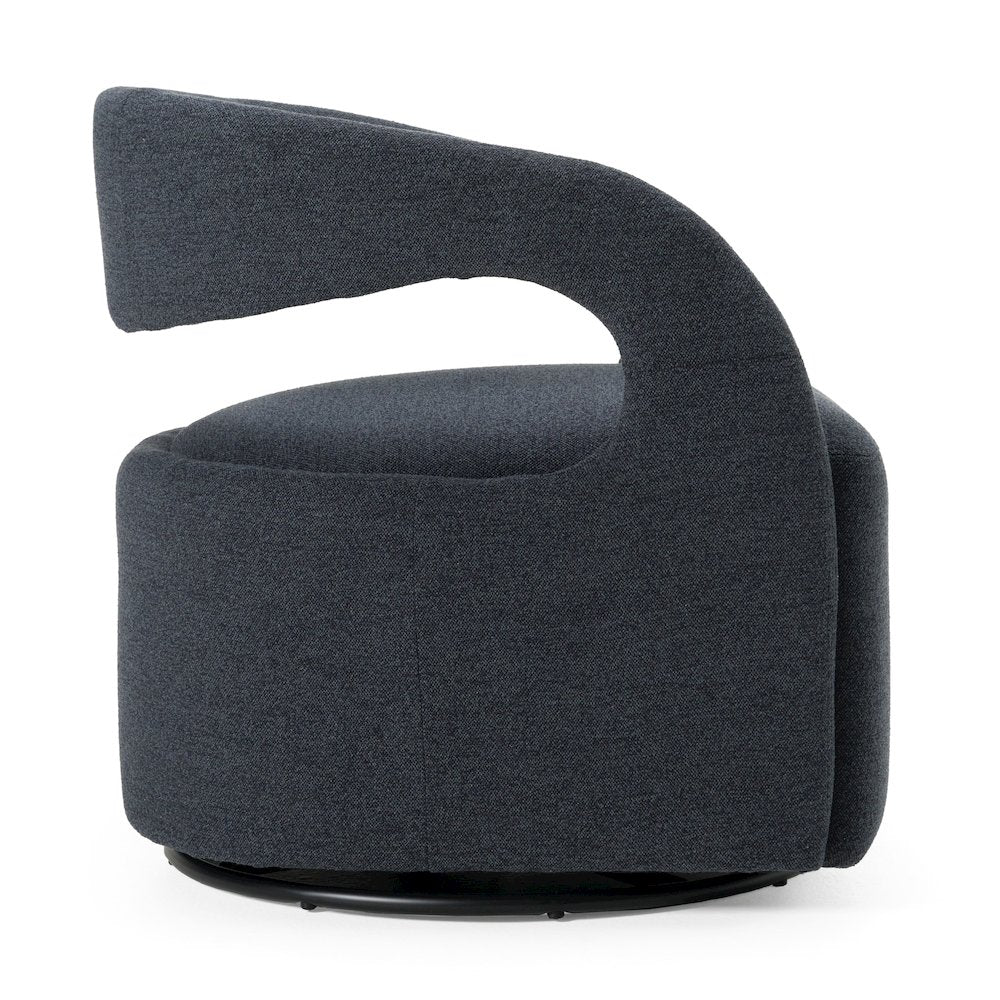 Modrest Dowsett - Modern Charcoal Fabric Swivel Accent Chair