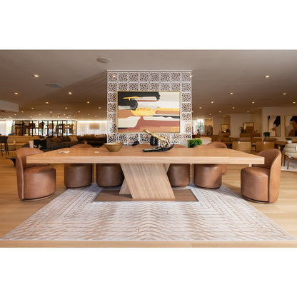 Correa - Modern Brown Vegan Leather Swivel Dining Chair