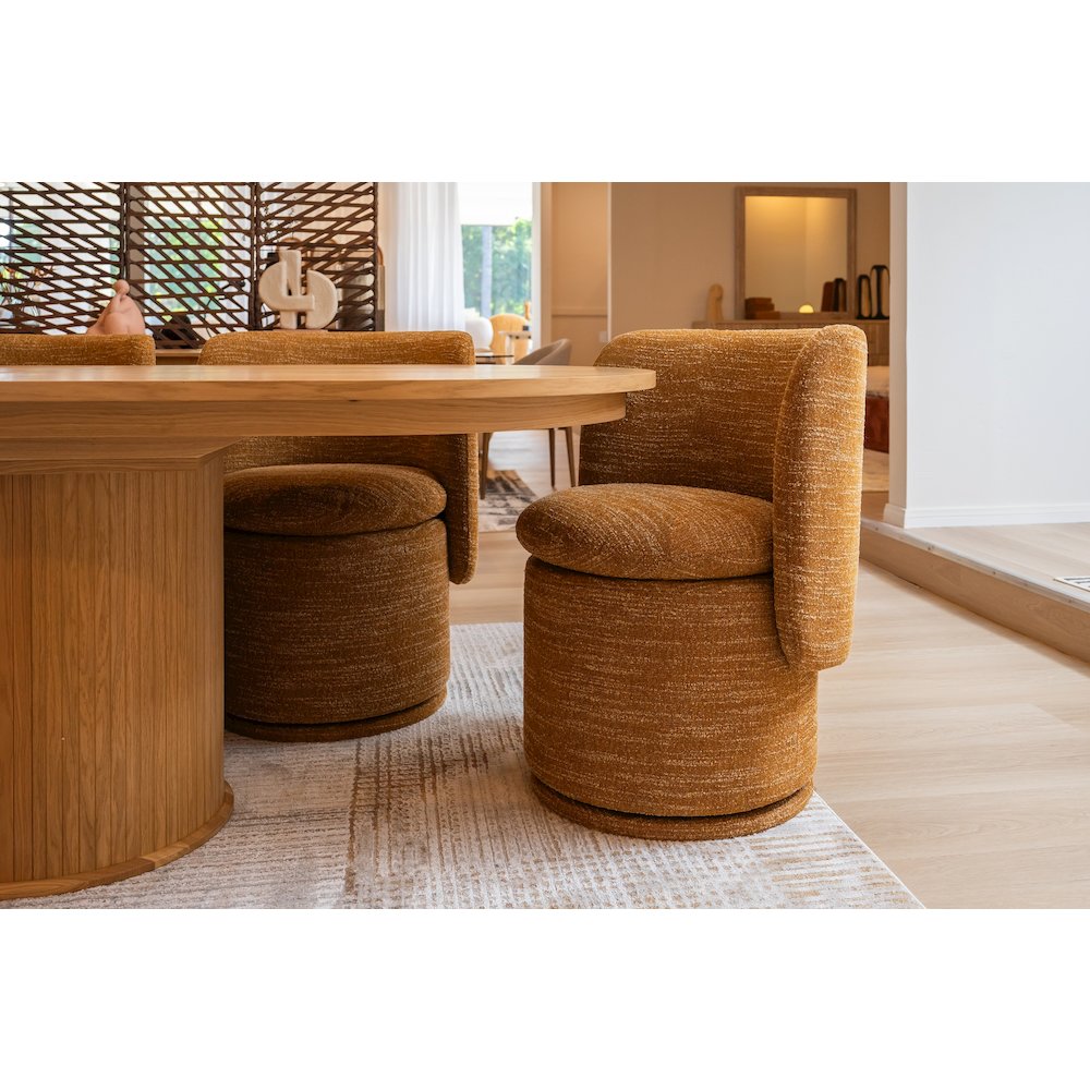 Divani Casa Norris - Modern Mustard Fabric Swivel Dining Chair