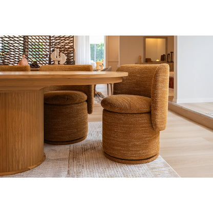 Divani Casa Norris - Modern Mustard Fabric Swivel Dining Chair