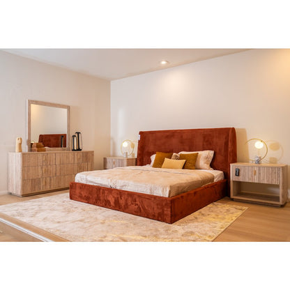 Nova Domus Roma - Modern Faux Travertine + Gold Dresser