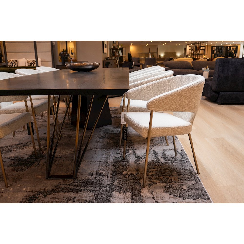 Modrest Claudine - Modern Light Grey Fabric & Antique Brass Dining Chair