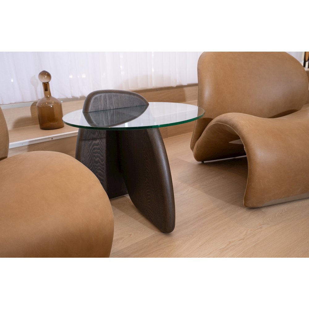 Modrest Buxton - Mid-Century Modern Glass + Dark Walnut End Table