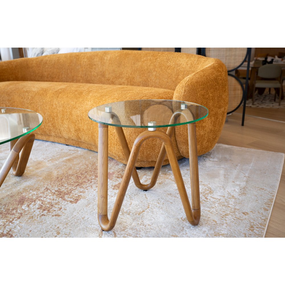 Modrest Lassen - Modern Glass & Walnut End Table