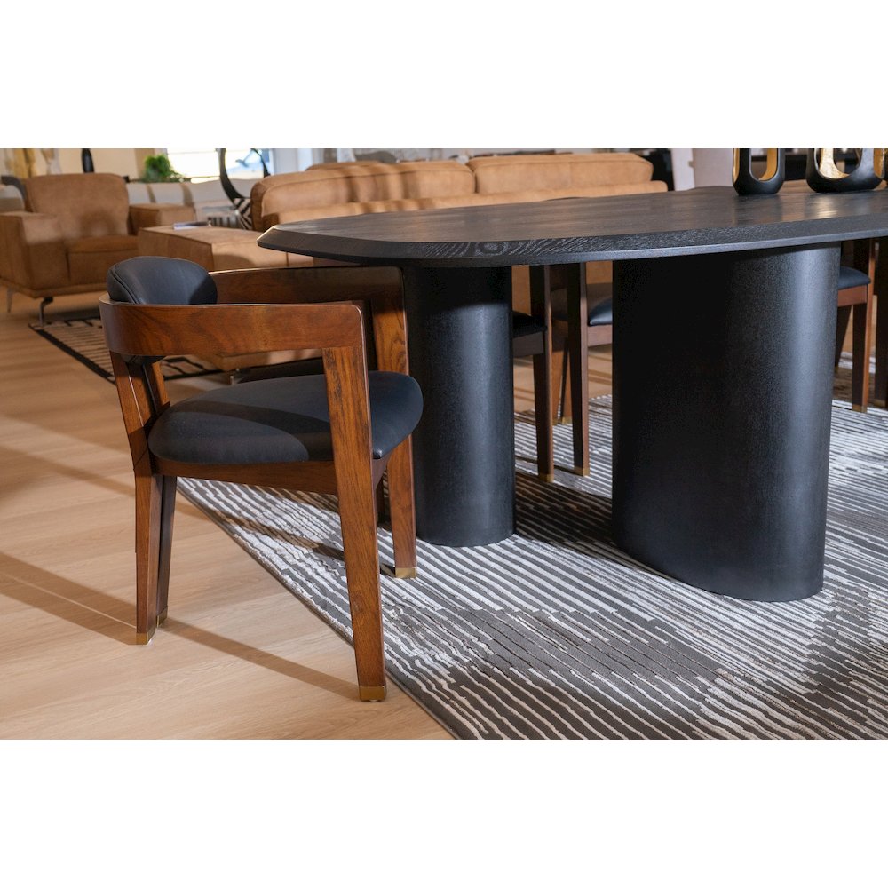 Modrest Belton - Modern Black Vegan Leather + Brown Oak Dining Chair