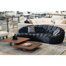 Yolonda - Modern Curved Black Fabric Sofa