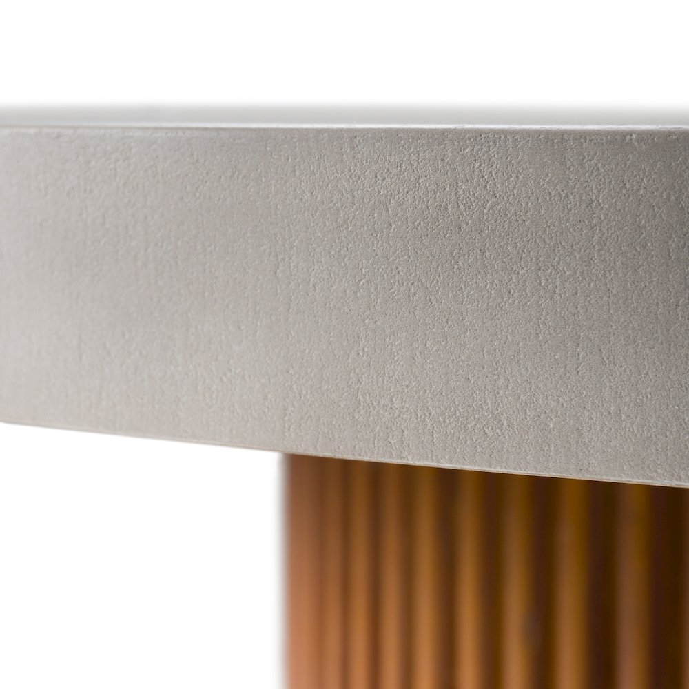 Modrest Duncan - Modern Faux Concrete + Walnut Round Dining Table