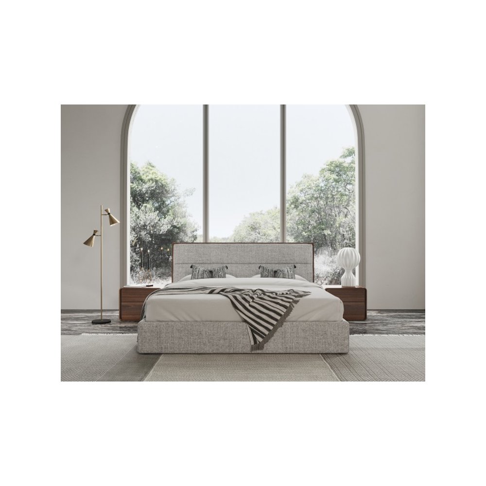 Modrest Dustin - Queen Modern Grey and Walnut Platform Bed