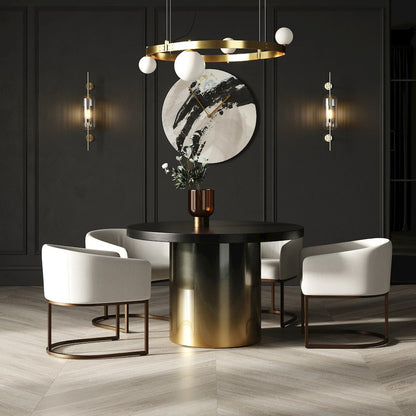 Modrest Elmira - Glam Black Ash + Gradient Stainless Steel Round Dining Table