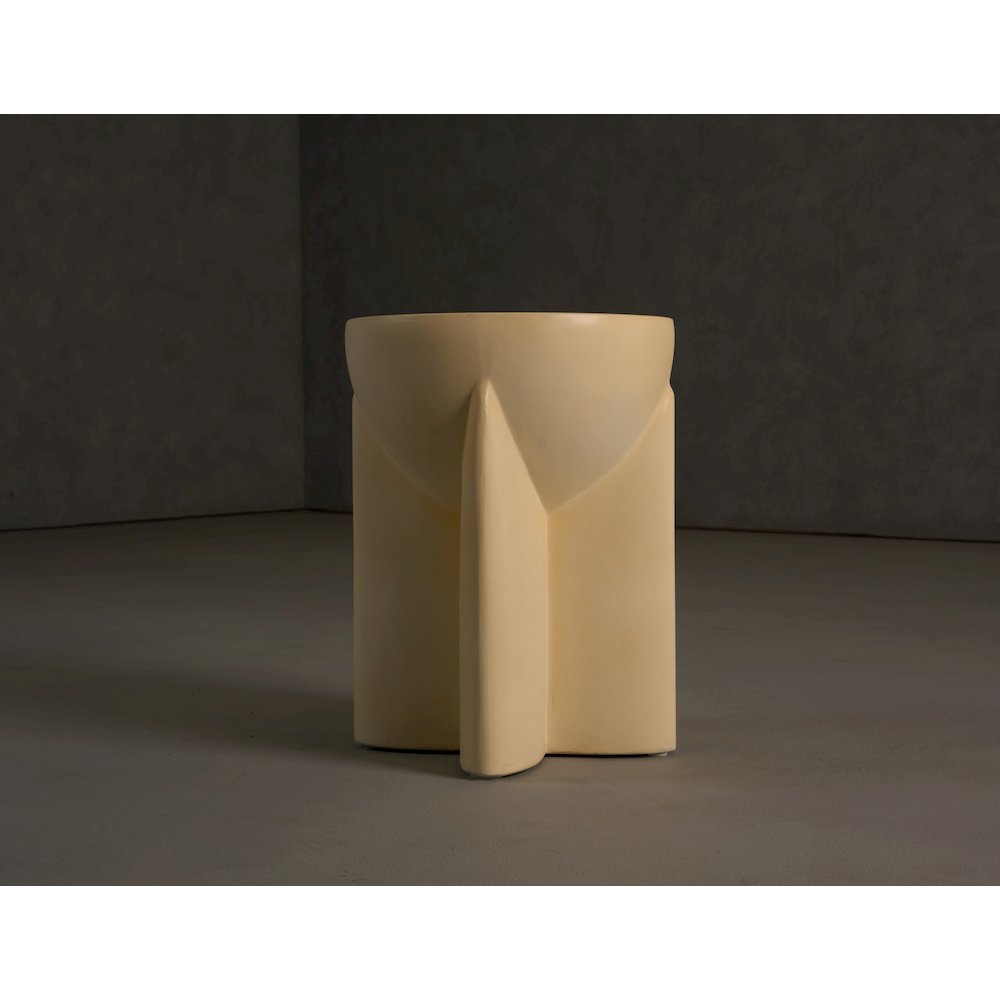 Modrest Elsa - Modern Beige Concrete Round End Table