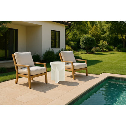 Elsa - Modern Oyster Concrete Round End Table