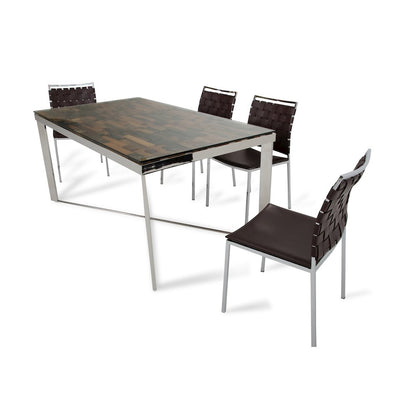 Santiago Modern Rectangular Wood Mosaic Dining Table