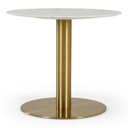 Fairway - Glam White Marble and Brushed Gold Tall End Table