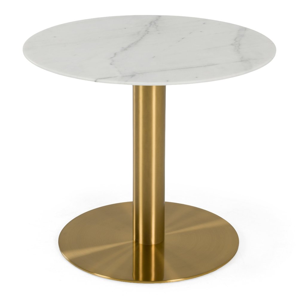 Fairway - Glam White Marble and Brushed Gold Tall End Table