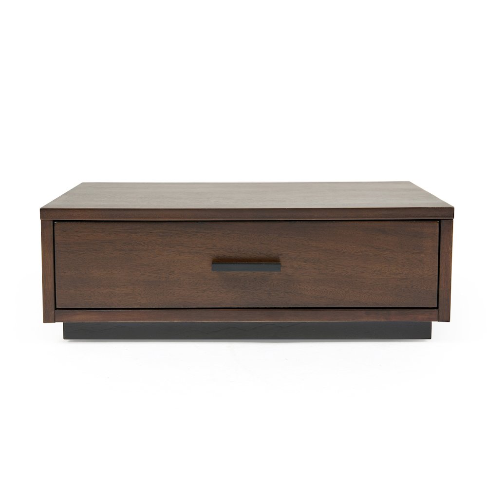 Queen Contemporary Walnut and Dark Grey Bed with Two Nightstands