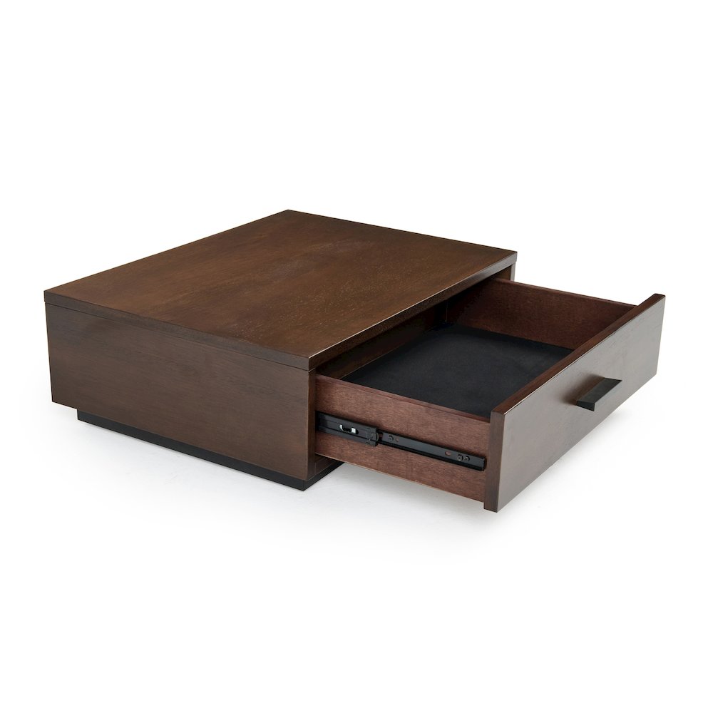 Queen Contemporary Walnut and Dark Grey Bed with Two Nightstands