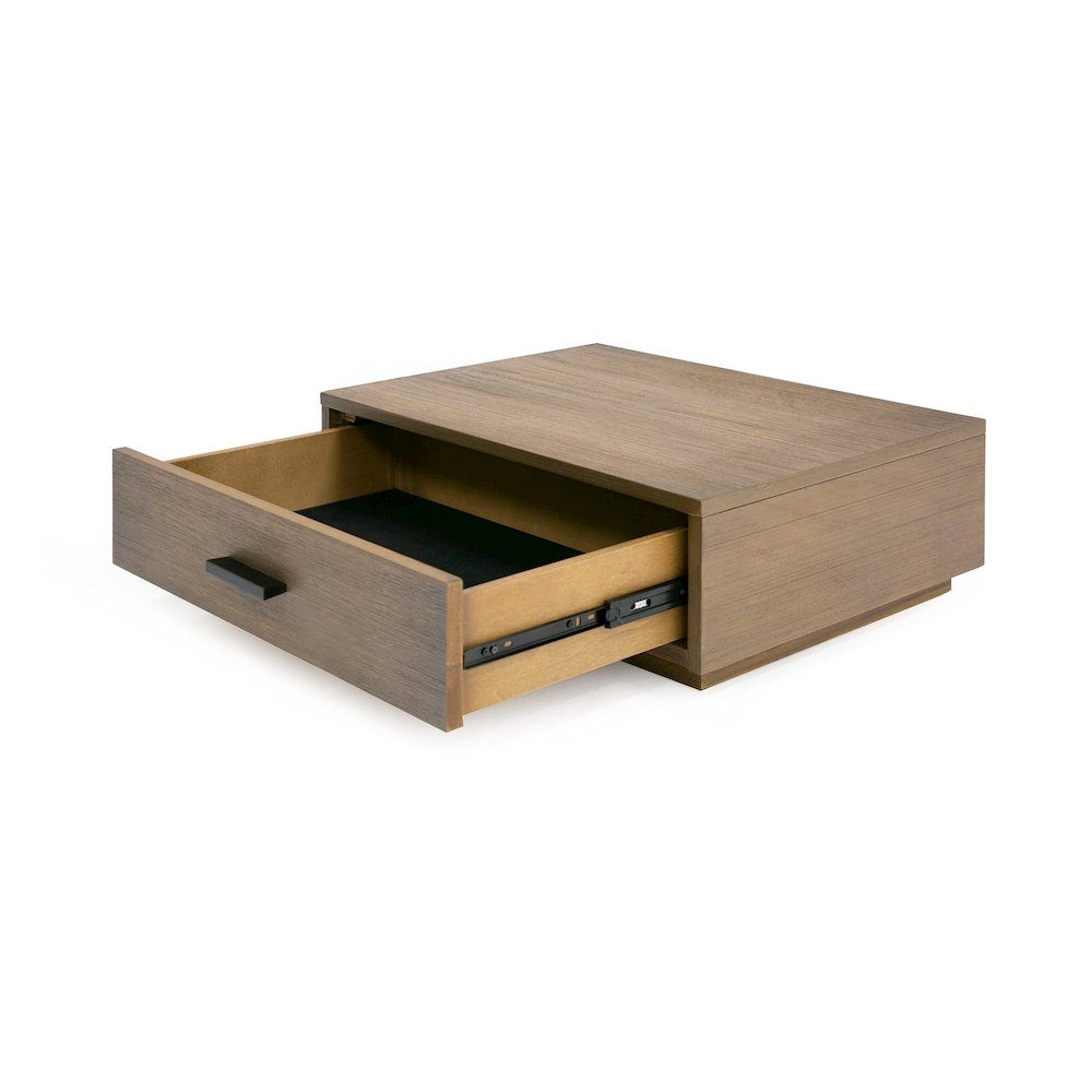 Queen Contemporary Walnut and Grey Bed with Two Nightstands