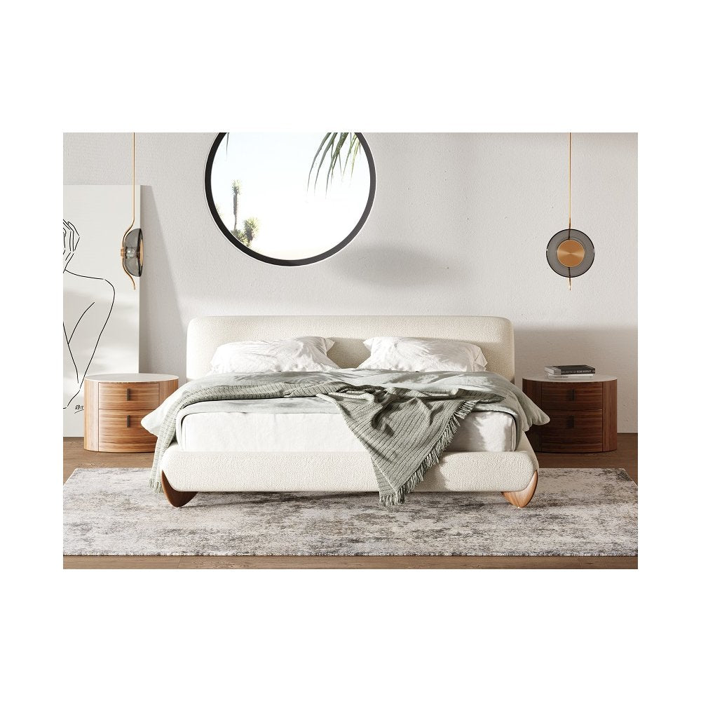 Modrest Fleury - Eastern Contemporary Cream and Walnut Bed