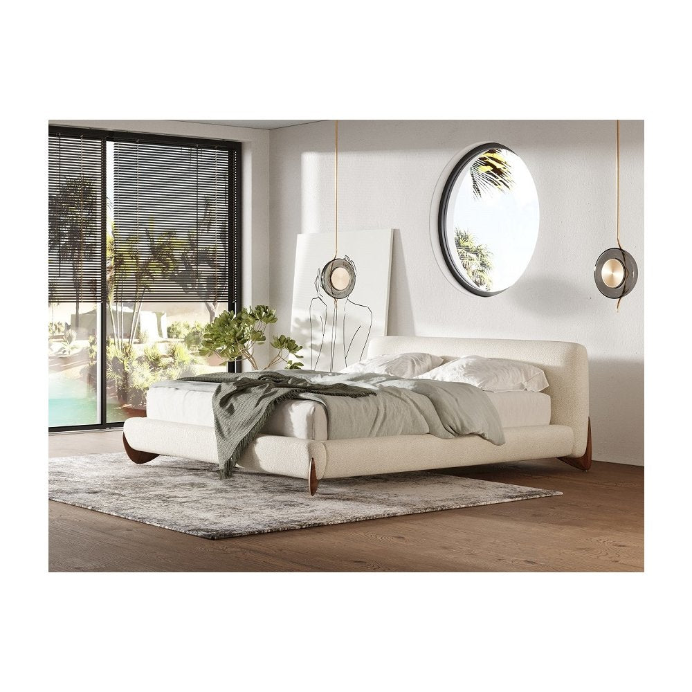 Modrest Fleury - Eastern Contemporary Cream and Walnut Bed