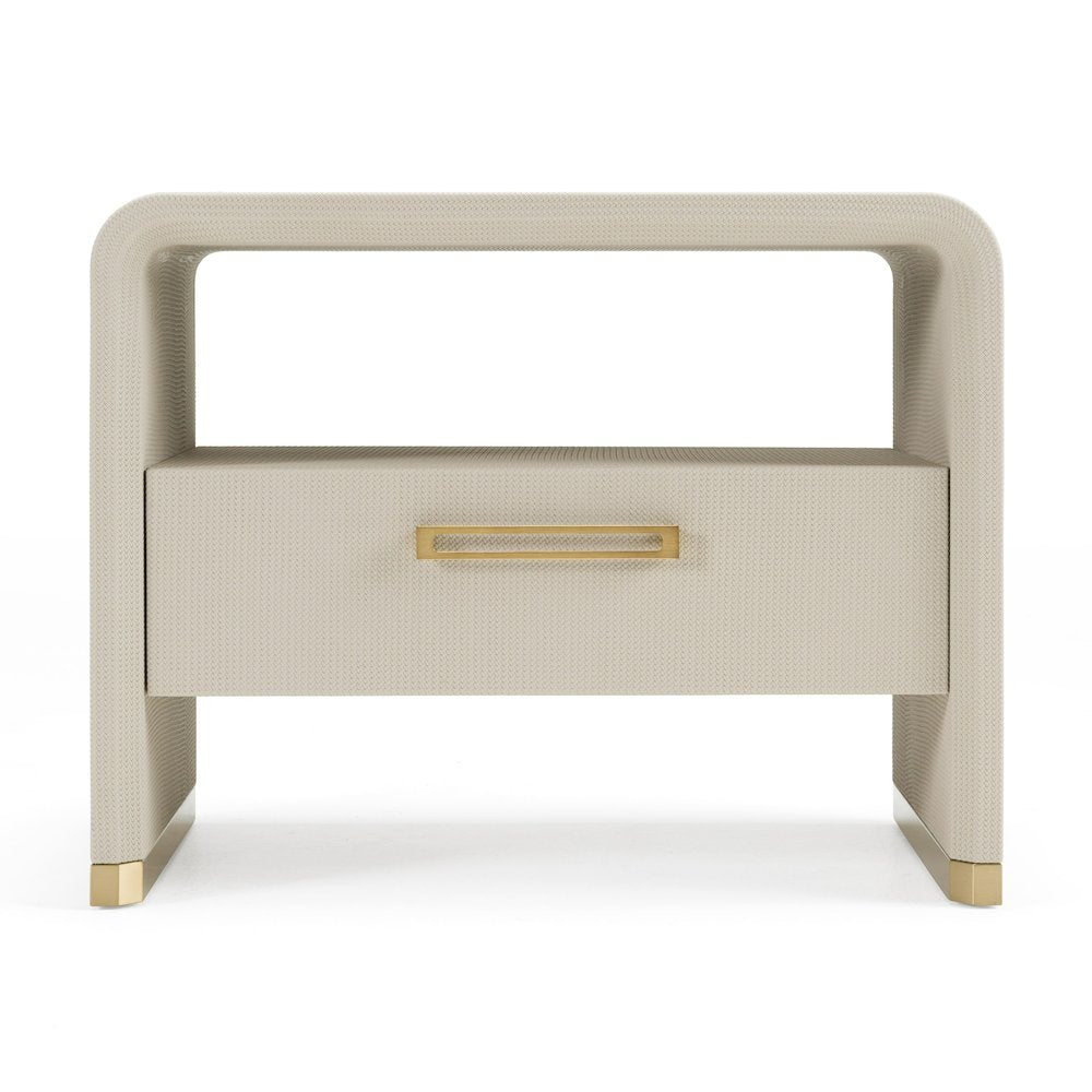 Modrest Florence - Modern Beige Shagreen + Gold Nightstand