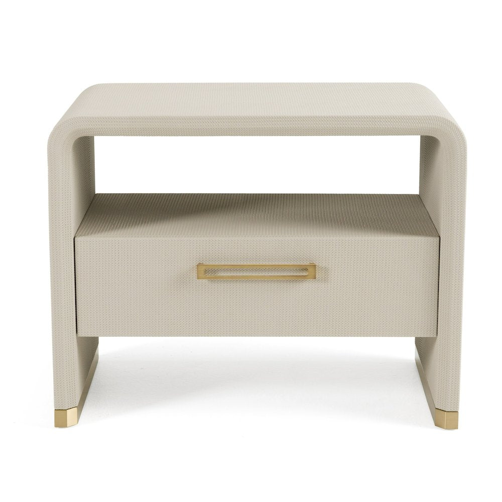 Modrest Florence - Modern Beige Shagreen + Gold Nightstand