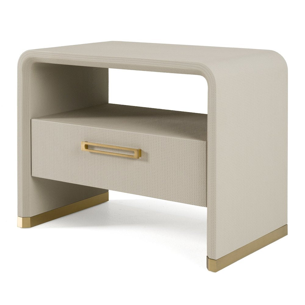 Modrest Florence - Modern Beige Shagreen + Gold Nightstand