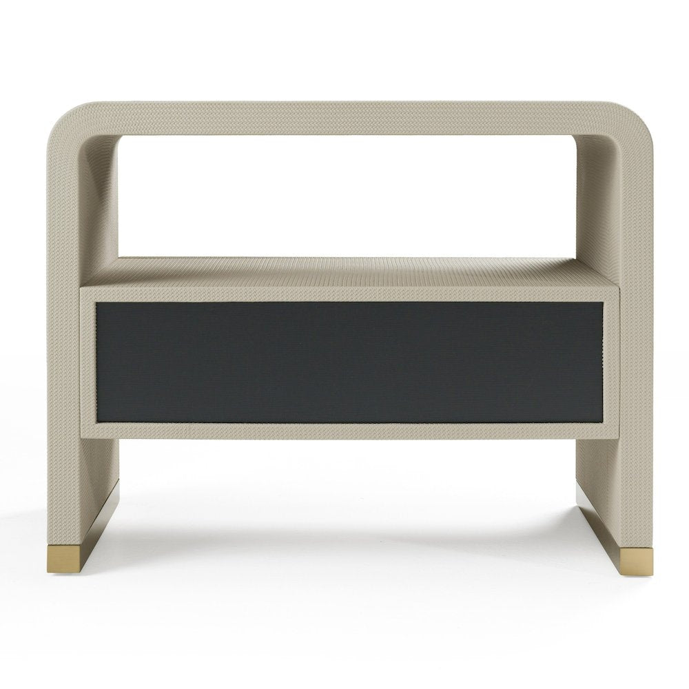 Modrest Florence - Modern Beige Shagreen + Gold Nightstand