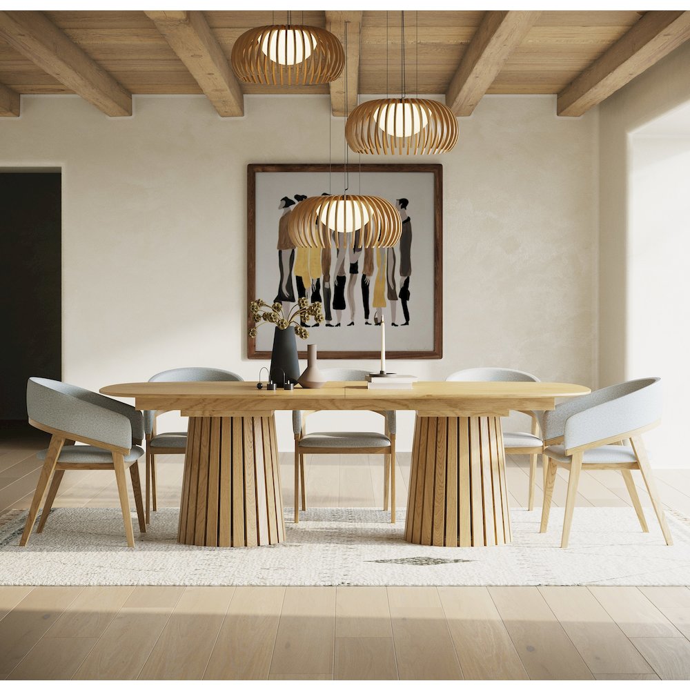Truman - Mid-Century Modern Natural Oak Extendable Dining Table