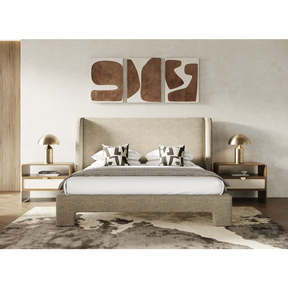 Emilio - Modern Beige Fabric Eastern King Bed