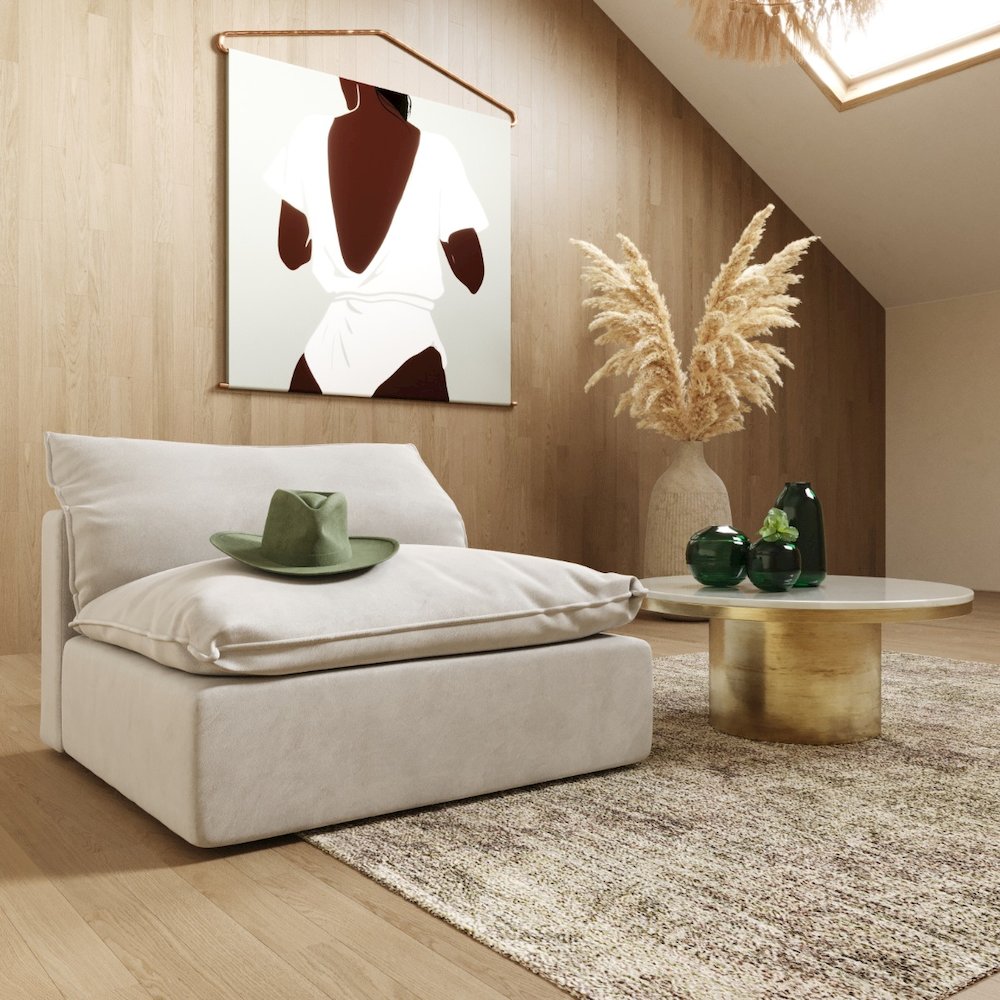 Divani Casa Garman - Modern Light Grey Armless Seater