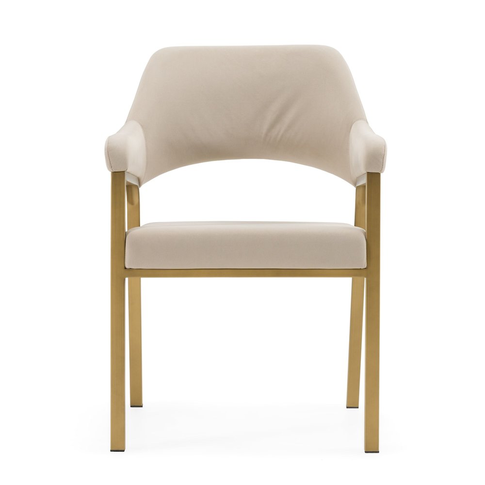 Modrest George - Modern Beige Fabric + Antique Brass Dining Chair