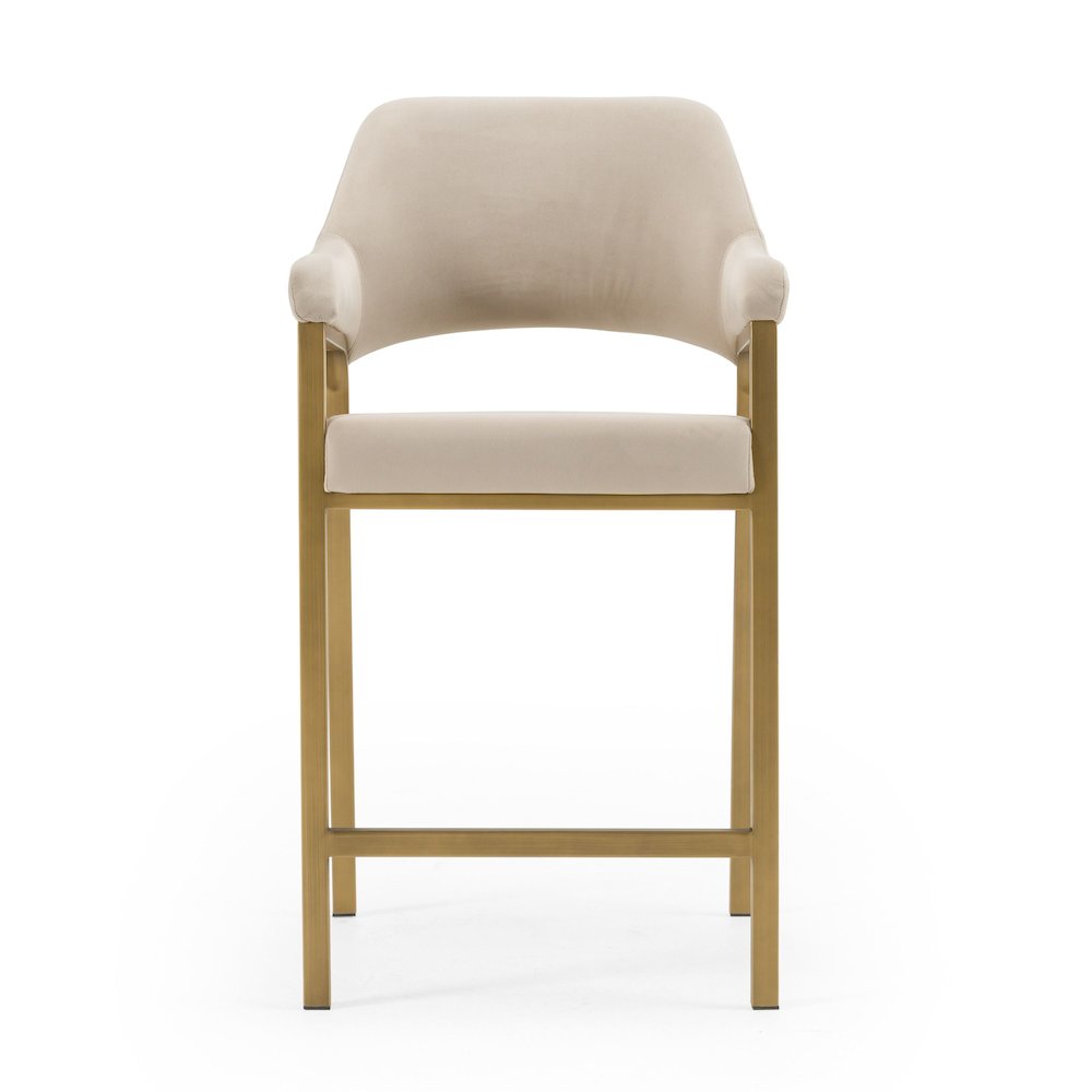 Modrest George - Modern Beige Fabric + Antique Brass Counter Chair
