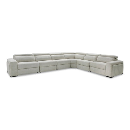 Gering - Modern Beige Fabric Sectional Sofa With 2 Power Recliners