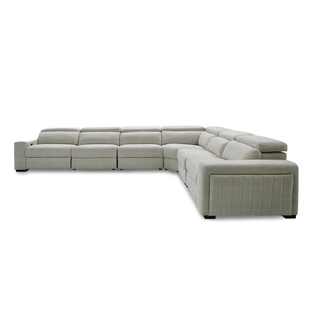Gering - Modern Beige Fabric Sectional Sofa With 2 Power Recliners