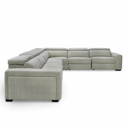 Gering - Modern Beige Fabric Sectional Sofa With 2 Power Recliners