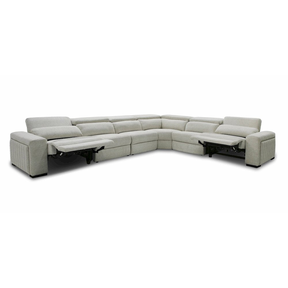 Gering - Modern Beige Fabric Sectional Sofa With 2 Power Recliners