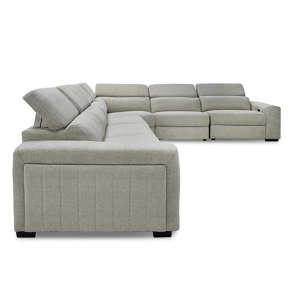 Gering - Modern Beige Fabric Sectional Sofa With 2 Power Recliners