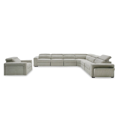 Gering - Modern Beige Fabric Sectional Sofa With 2 Power Recliners