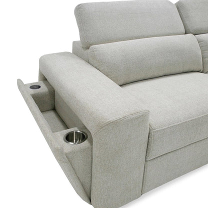 Gering - Modern Beige Fabric Sectional Sofa With 2 Power Recliners