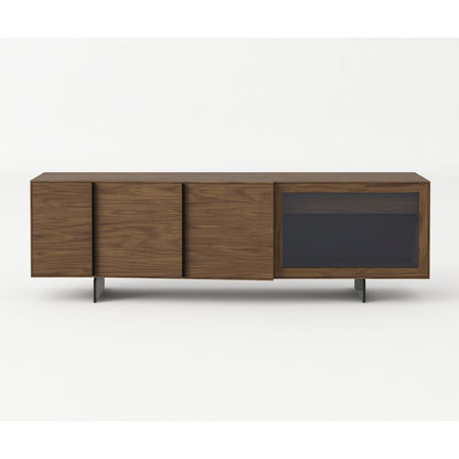 Modrest Glencoe - Modern Walnut & Grey Glass Buffet