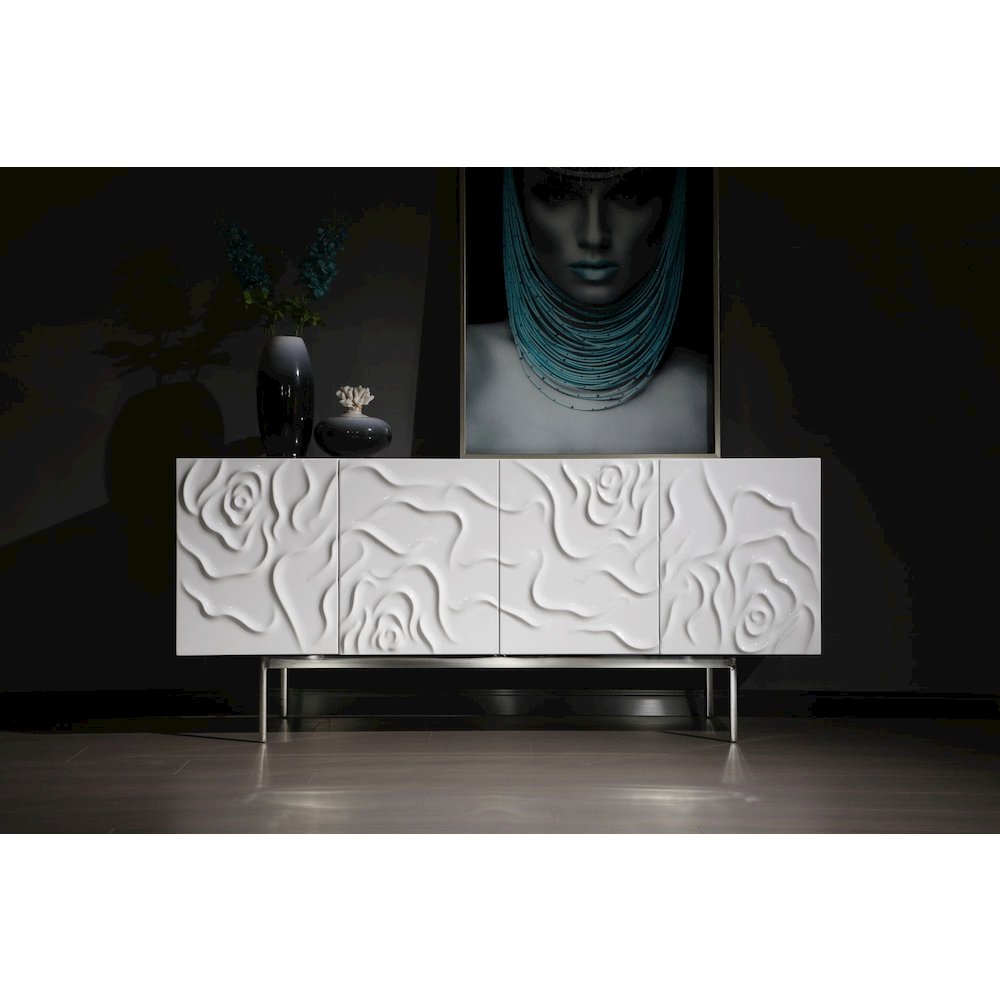 Modrest Gwen - Modern White High Gloss Buffet