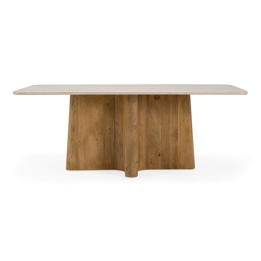 Harley - Modern Cream Marble + Mango Wood Rectangular Dining Table