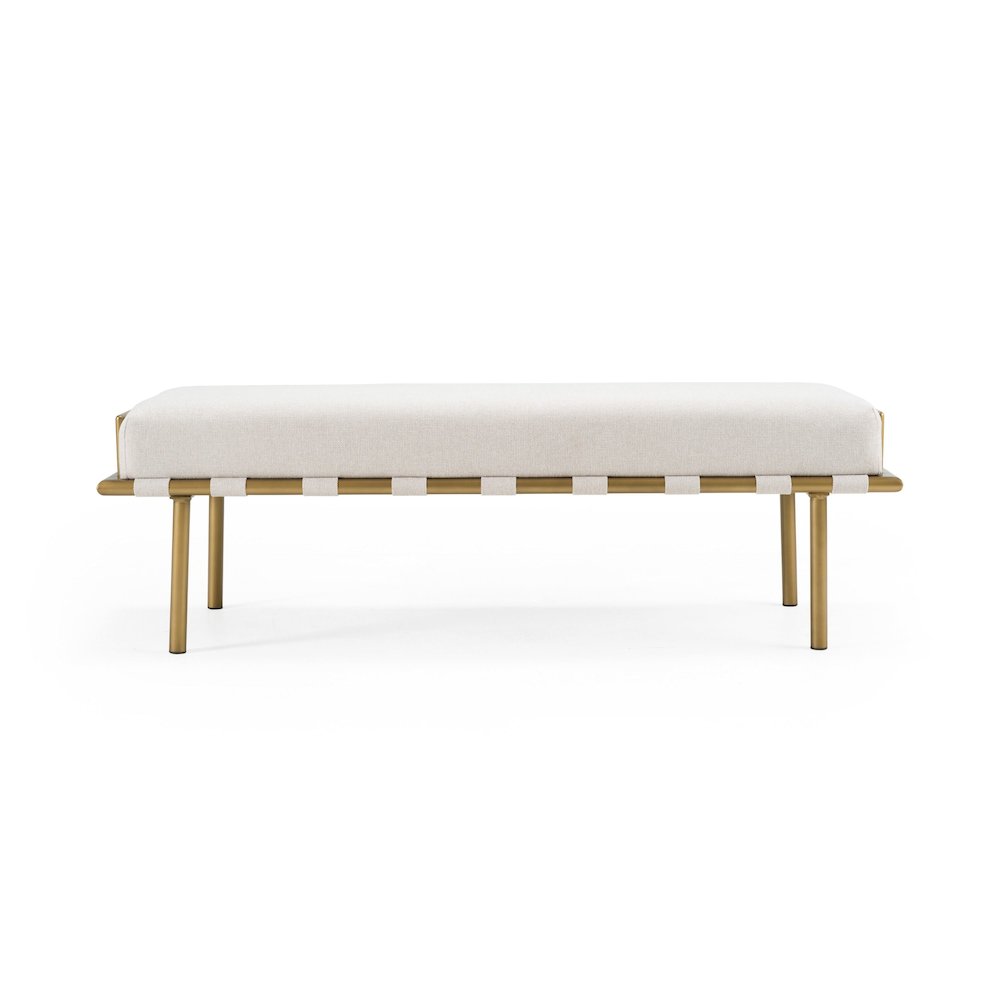 Modrest Hathaway - Modern Beige Fabric + Antique Brass Dining Bench