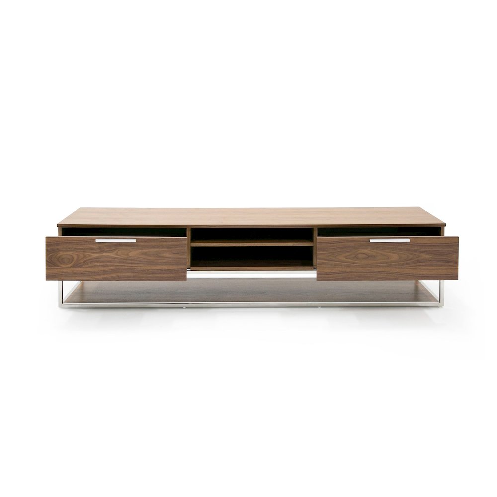 Modrest Heloise - Modern Walnut and Stainless Steel TV Stand