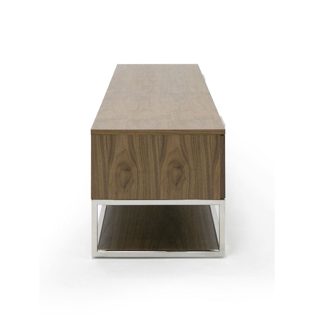 Modrest Heloise - Modern Walnut and Stainless Steel TV Stand